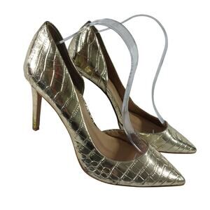 INC! SOLID VEGAN LEATHER, CROCODILE IMPRINT CUTAWAY SIDE HEELS, PUMPS! SZ 10M